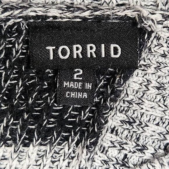 Torrid open back striped knit sweater black gray soft cotton 2x 18 - Picture 6 of 8